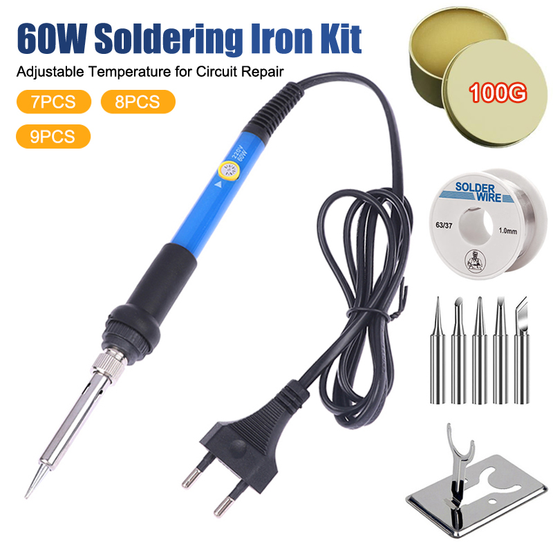 Power Tools Total - 温度調節可能 220V 60W 電気はんだごてキット はんだこて先 DIY回路溶接修理ツール