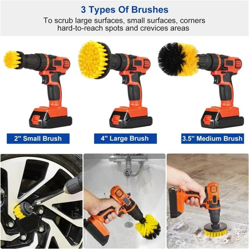 Power Tools Kit Set - 3個/セット パワードリルブラシセット - ポータブルスクラバークリーニングツールキット 浴室 キッチン