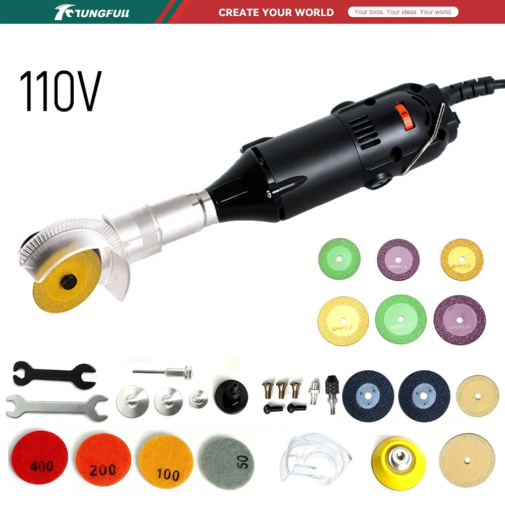 Power Tools Portable - TUNGFULL 110V ミニアングルグラインダー電動研磨機ポータブル研削ツール金属木材石切断修理 DIY