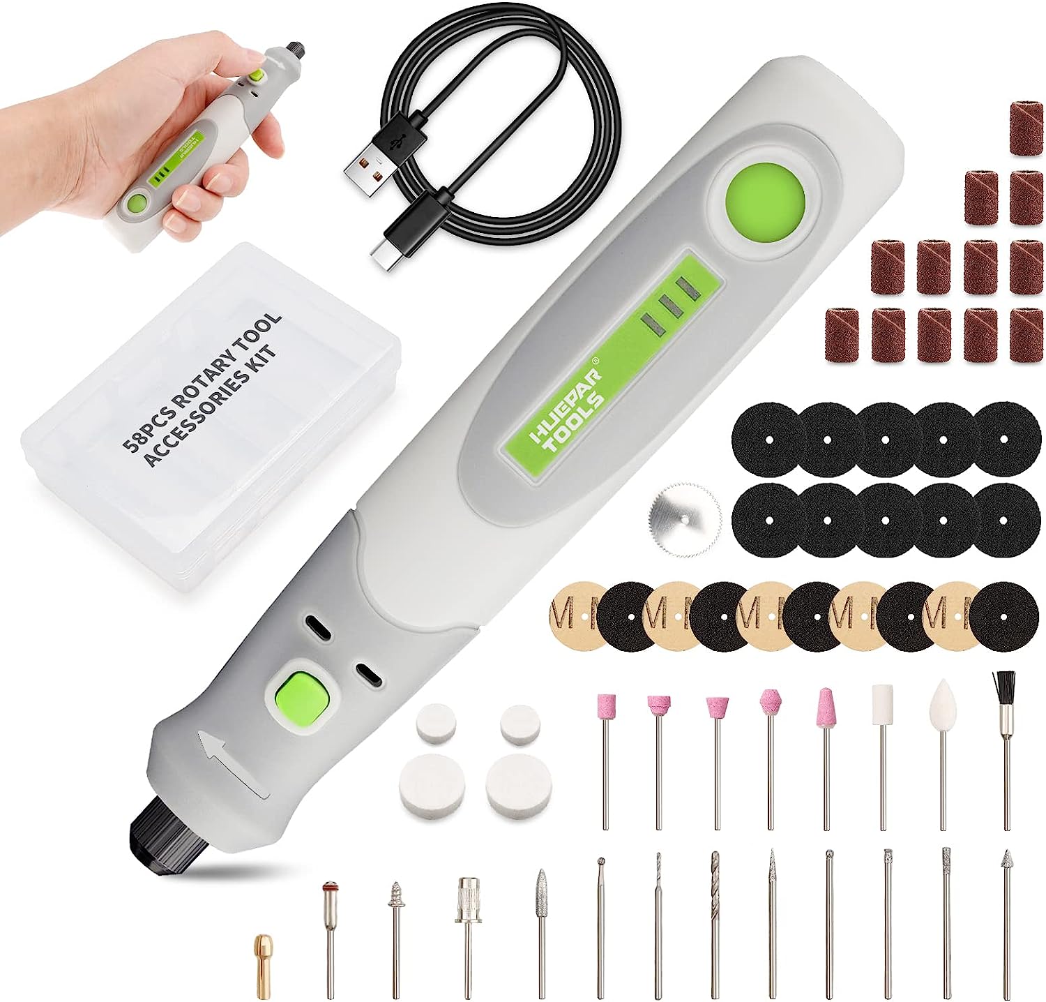 Power Tools Kit Set - 電気ドリルダイグラインダー彫刻ポリッシャー 4V ミニコードレスロータリーツールセットキット Huepar ツール RT4-基本