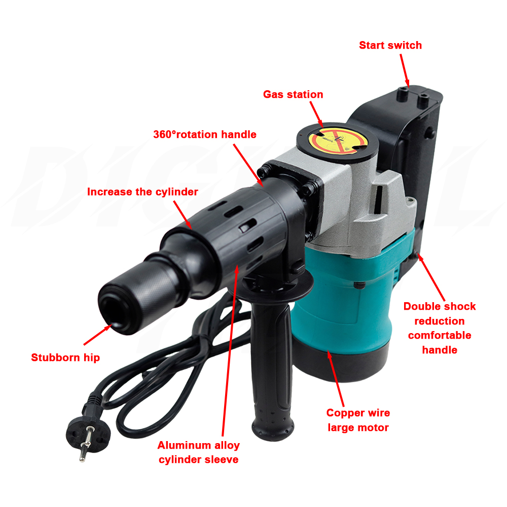 1200Wヘビーデューティー電動ハンマードリル、高出力コンク - Power Tools For Construction のレビューと価格