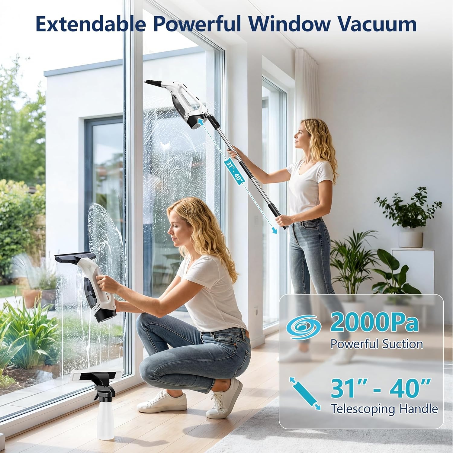 2000Pa ハンドヘルド窓掃除機コードレス電動ガラスクリー - Power Tools Set のレビューと価格