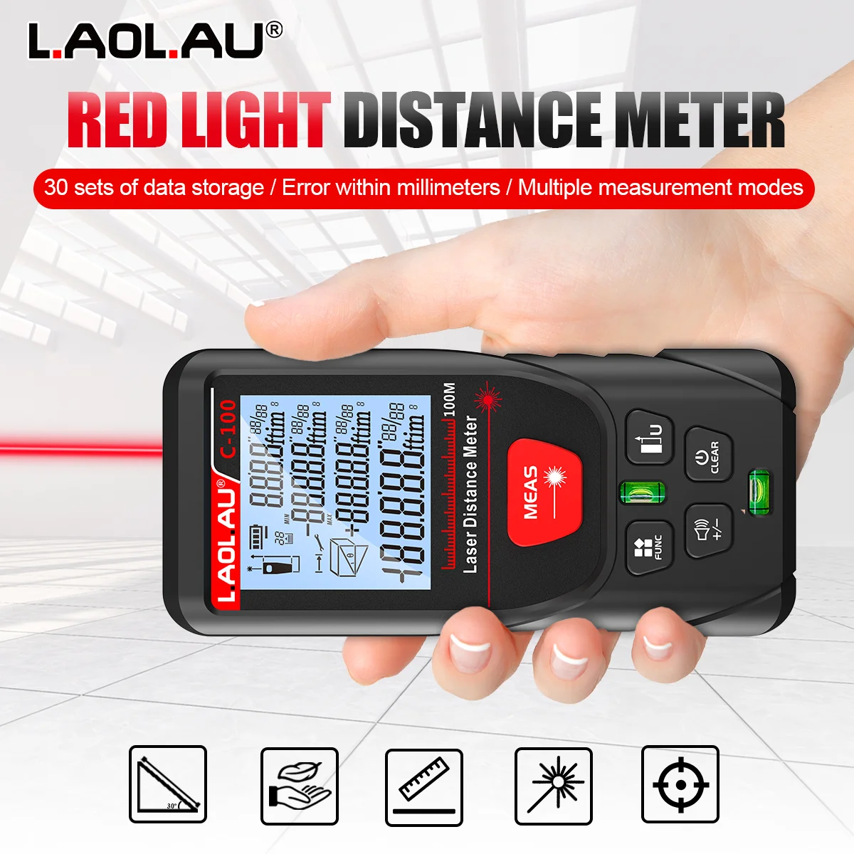 LAOLAU デジタルレーザー距離計赤/緑レーザービームメー - Power Tools Green のレビューと価格