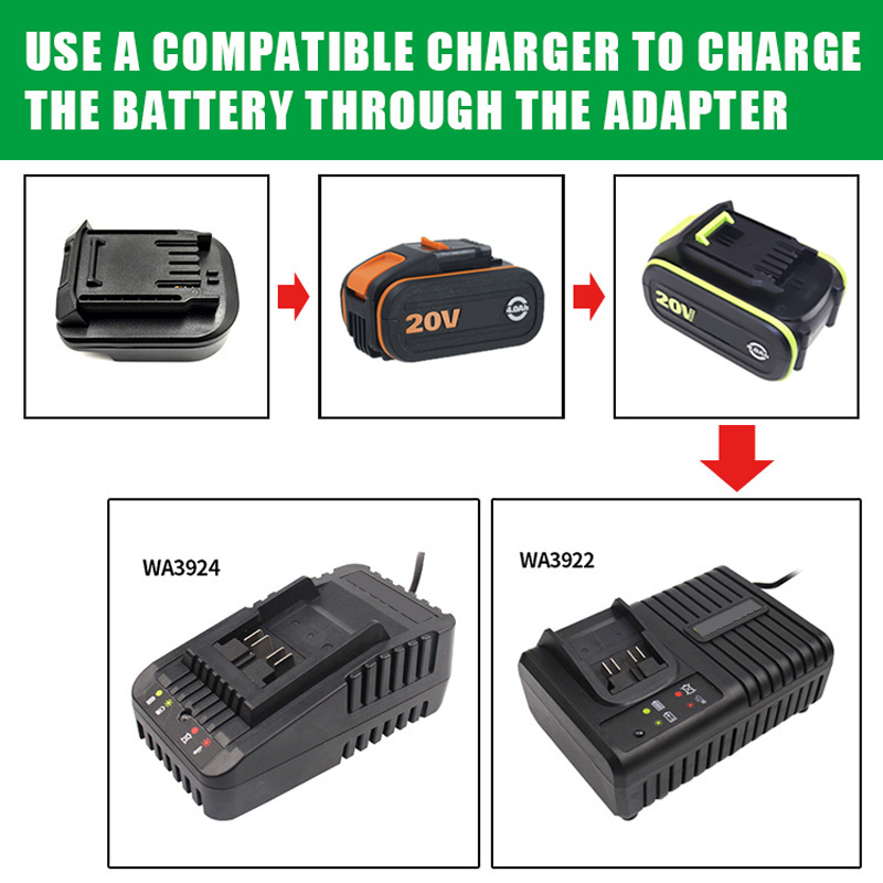 Worx電力変換器,5ピン,20v,リチウムイオン電池用の電 - Power Tools Green のレビューと価格