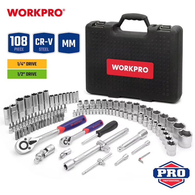 108ピース プロ仕様 自動車修理工具セット CRV鋼製レン - Power Tools Kit Set のレビューと価格