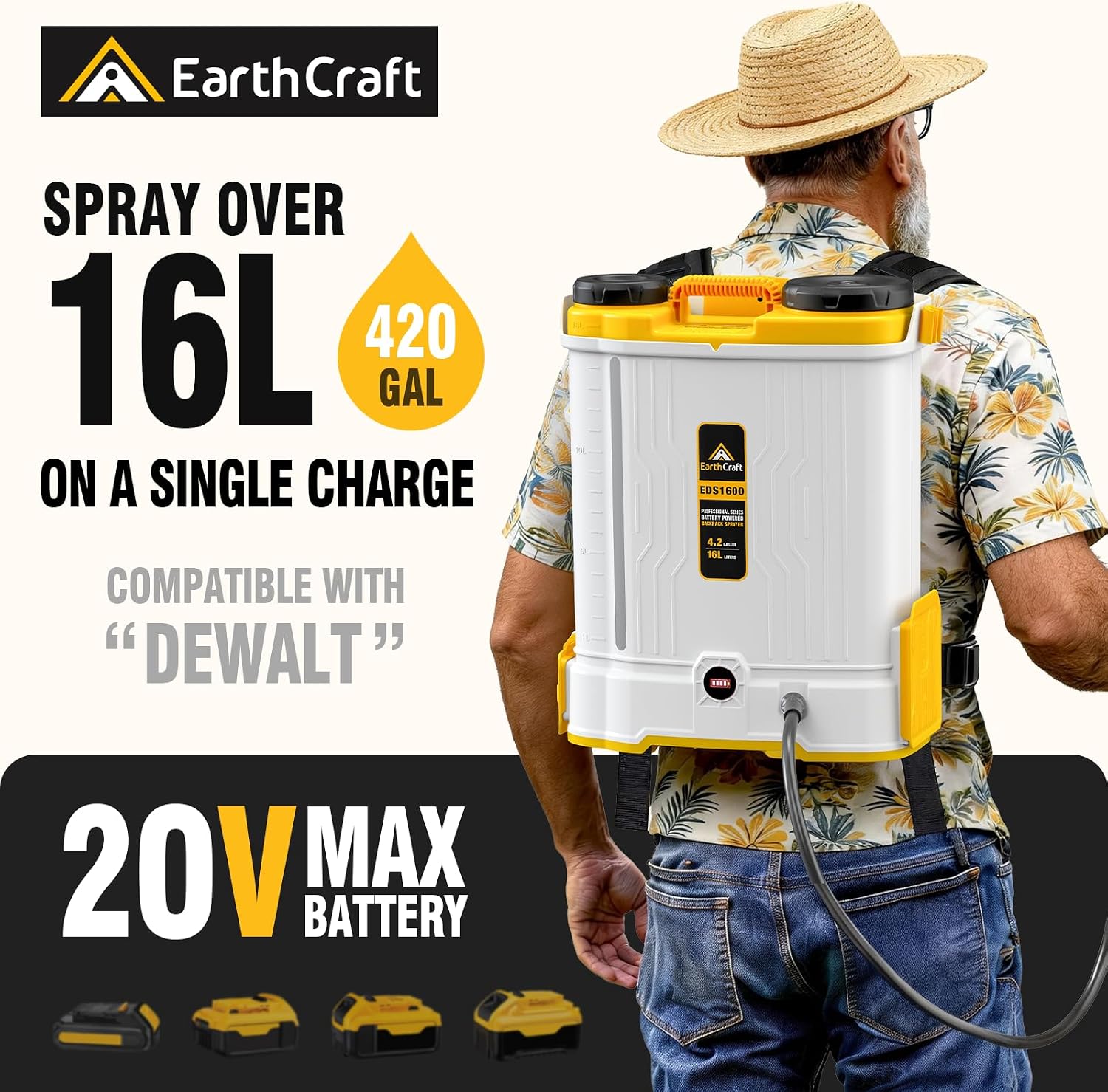 4.2ガロンバッテリー駆動のバックパックスプレーヤー、DeW - Power Tools Garden のレビューと価格