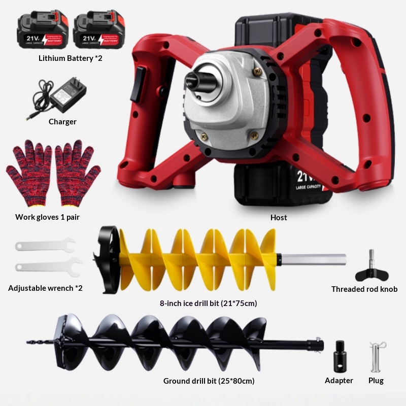 21v リチウム電池電動グランドドリル冬釣りアイスドリル掘削 - Power Tools For Construction のレビューと価格